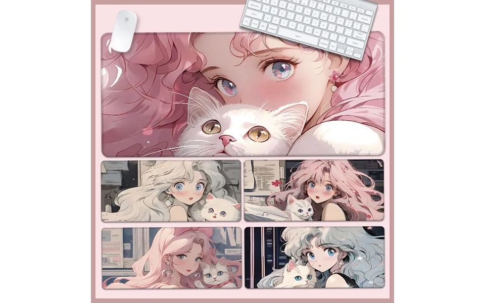 Unbeatable Quality Cure Anime Girls' Kitty Mouse Oversized Girl Pink Thickened Office Computer Keyboard Pad Desk Mat