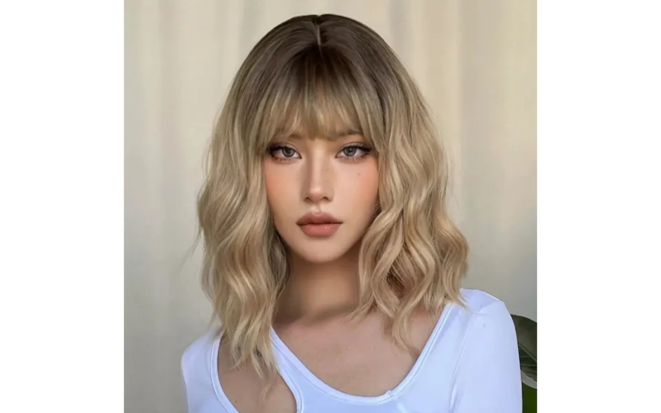 Unisex Gradient Short Curly Hair Bangs Wig Headpiece Short Wig Chemical Fiber Mechanism Headpiece