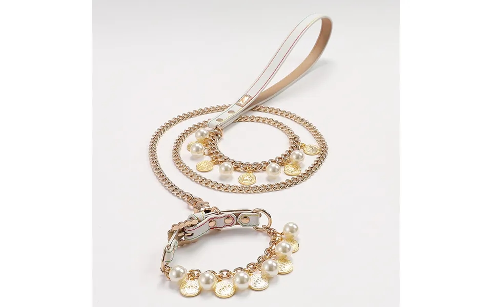 Unisex Pearl Collar Pet Soft Clay Ball Wire Rope Leash Cat And Dog Collar Pet Supplies