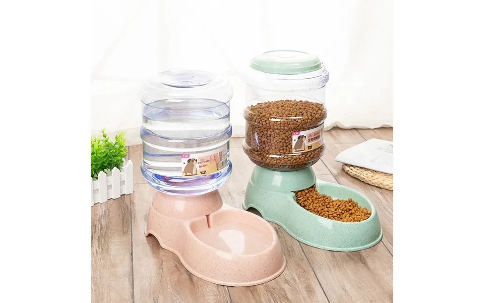 Upgrade The Wheat Straw Large Capacity 3.8l Pet Feeder With Automatic Water Feeding For Dogs - Pots