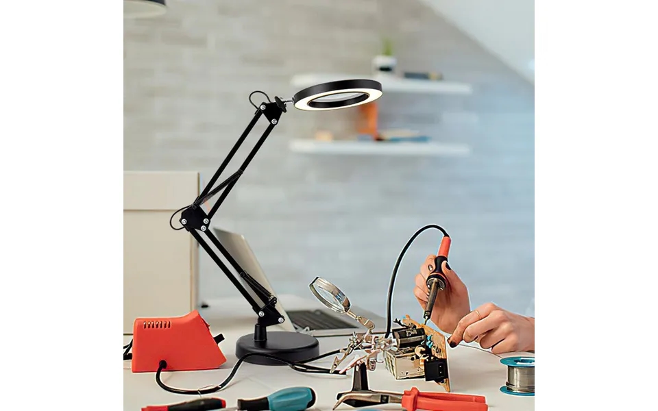 Usb 5x Magnifying Glass Desk Lamp Magnifier 64 Led Reading Lamp 3 Colors Dimming For Welding Beauty