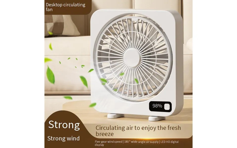 Usb Desk Fan With Digital Display - Quiet High Speed Rechargeable & Portable For Office Use