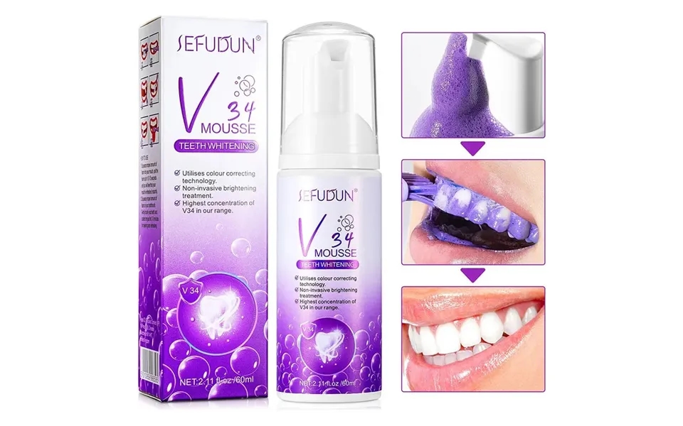 V34 Whitening Fresh Breath Purple Toothpaste Effective Remove Stain Reduce Yellow Oral Hygiene Clean Professional Dental