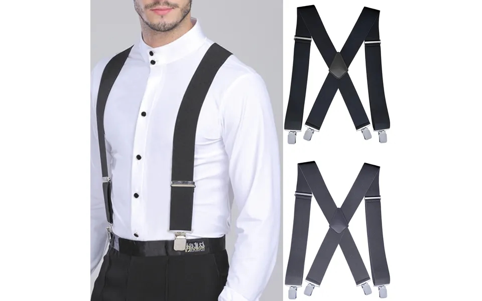 Voothost Suspenders For Men Work Heavy Duty Big And Tall 5cm Wide X Back With 4 Strong Clips Adjustable Elastic Trouser