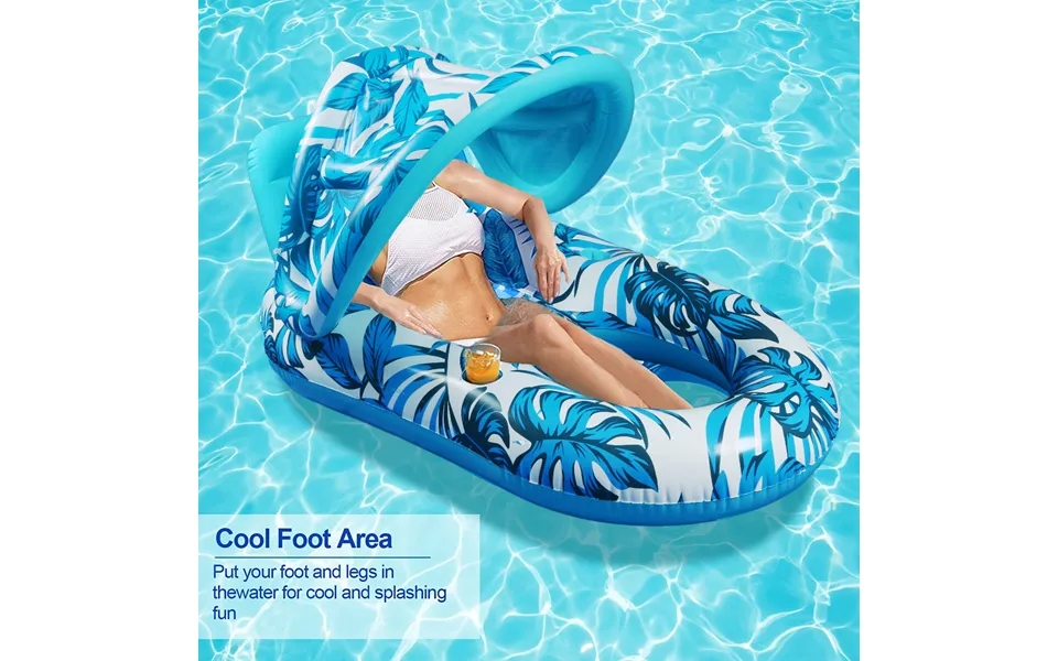 Water Lounge Chair Thickened Pvc Inflatable Floating Row With Sunshade Inflatable Lounge Chair Hammock Adult Water Recre