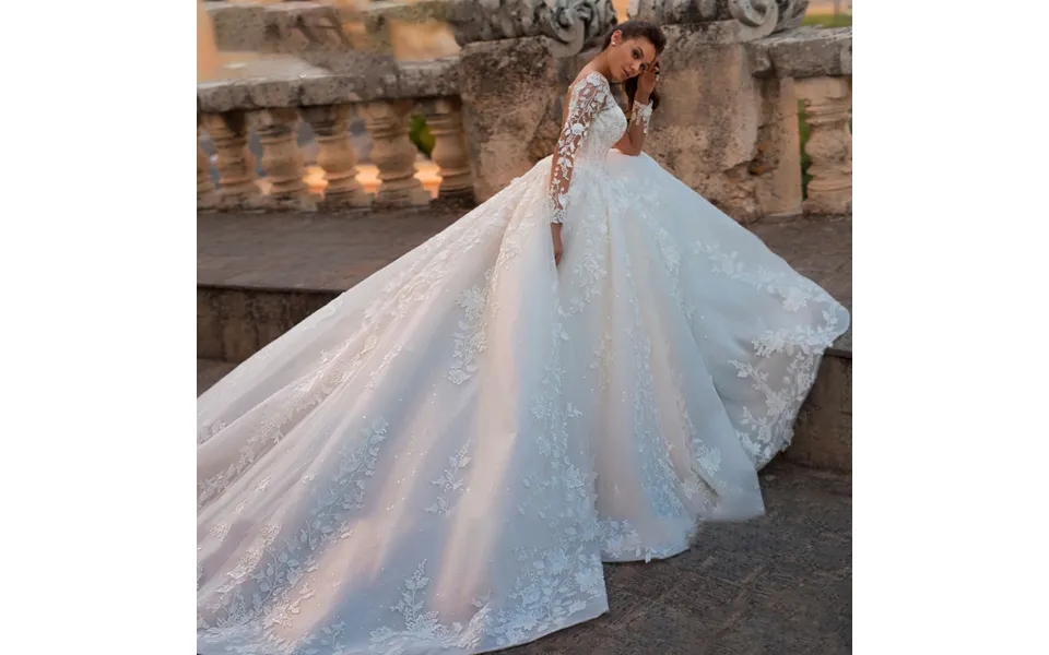 Wedding Dress For Brides New Retro Sexy Tulle V-neck Long Sleeve