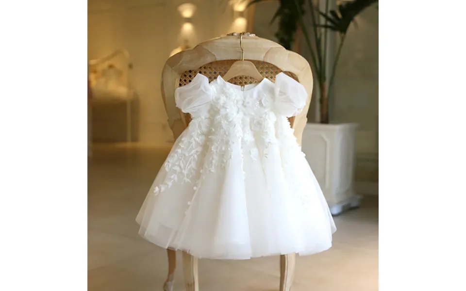 Western Style Girl's First Year Korean Version High Waisted Princess Baby Wedding Flower Girl Dress Fluffy Skirt