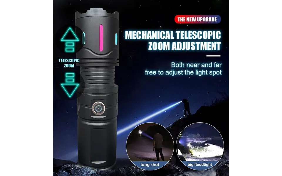 White Laser Light Far-flung Aluminum Alloy Fluorescent Strip Telescopic Zoom Multi-function Flashlight With Long Enduran