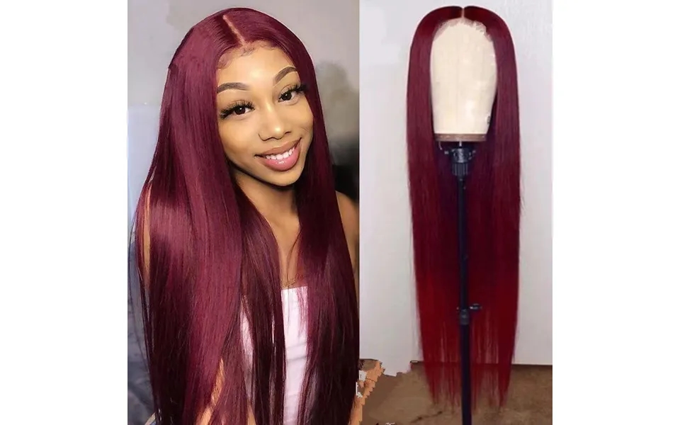 Wigs Women's Centre Parted Long Straight Hair African Wig Burgundy Chemical Fibre Hair Head Covering Wigs