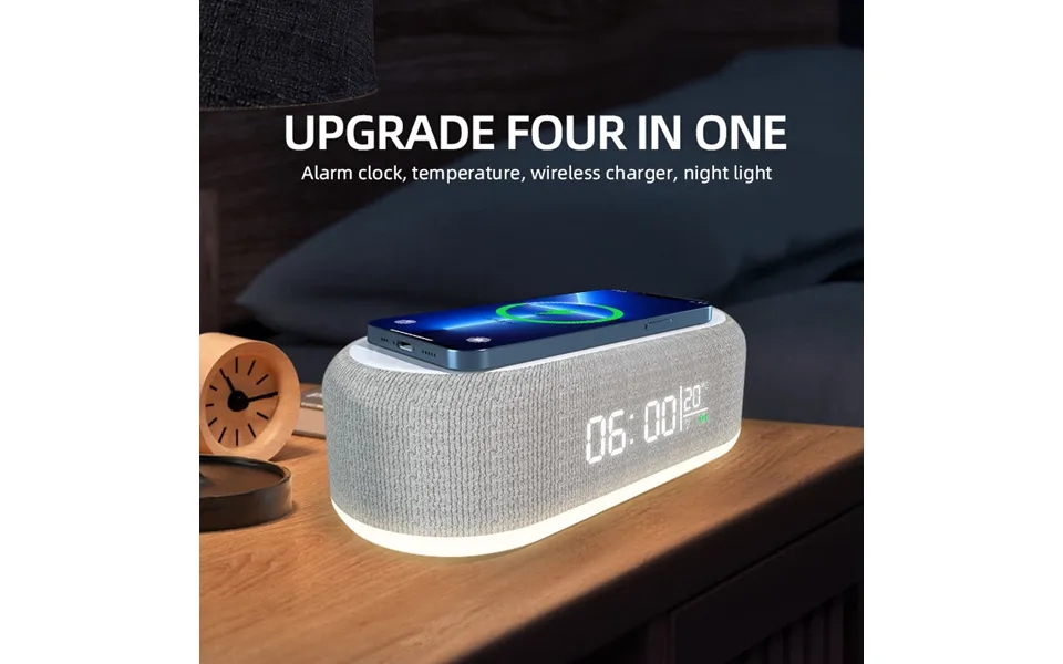 Wireless Alarm Clock Time Led Light Thermometer Earphone Phone Charger 15w Fast Charging Dock Station For Iphone Samsung
