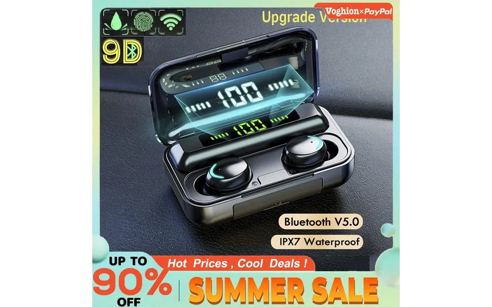 Wireless Bluetooth Headphones Tws F9-5c Earphones Digital Display Heaset Large Capacity Charging Case Waterproof Earbuds