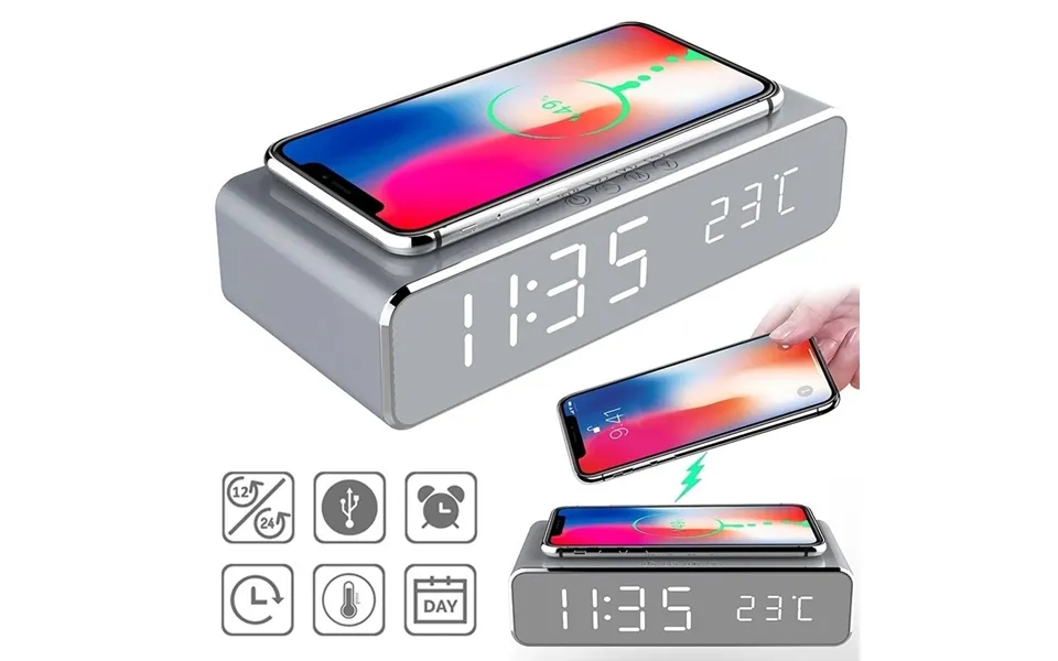 Wireless Charger Time Alarm Clock Led Digital Thermometer Earphone Phone Chargers Fast Charging Dock Station For Iphone