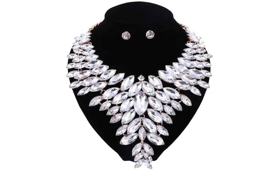 Women Crystal Jewelry Set Gold Color Fashion Necklace Earring African Costume Nigerian Wedding Accessories Jewelry Set