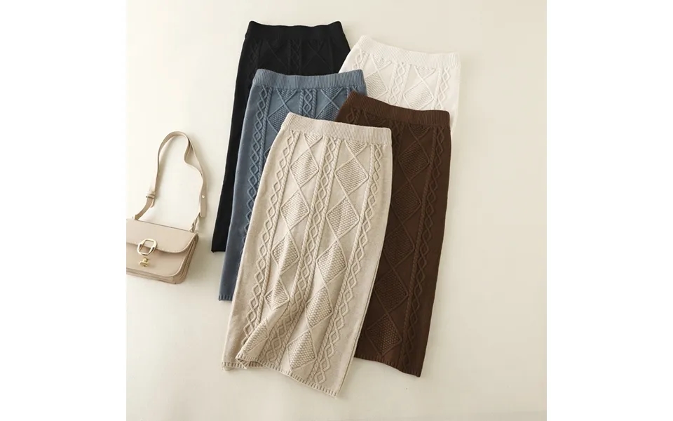 Women's Clothing Autumn And Winter Thick Woolen Knitted Skirt Women New Twist Mid-length Straight Tube Hip Wrap One-step