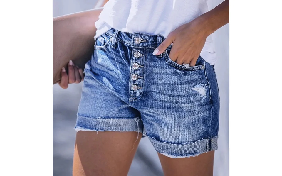 Women's Clothing Elastic Perforated Denim Shorts Casual Jeans Fashionable Pants