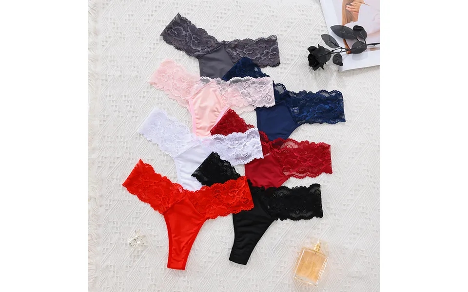 Women's Clothing Large Size Sexy Seamless Thong Sexy See-through Mid-waist Women's Underwear Hollow Lace Women's Underwe