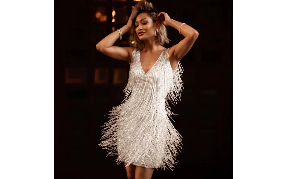 Women's Clothing New Women's Sexy Deep V Sleeveless Pencil Skirt Fringe Midskirt Elegant Bride Wear Dress Prom Dress