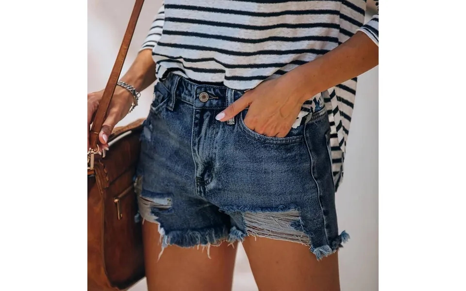 Women's Clothing Perforated High Elastic Denim Shorts Jeans Casual Denim