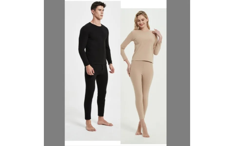 Women's Crew-neck Warm Underwear Men's And Women's Double-sided Frosted Autumn Underwear Warm Underwear Set