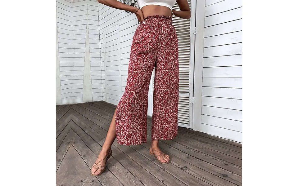 Women's Pants Human Cotton High Waist Split Open Wide Leg Pants