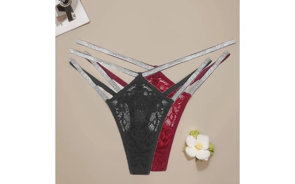 Women's Sexy And Pure Underwear Lace Mesh Traceless Adjustable Slim Thong Thongs