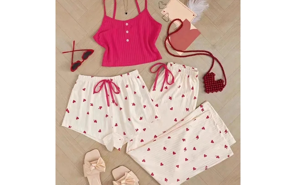 Women's Sleepwears Sweet And Cute Three Piece Suit Suspenders Trousers Sexy Home Clothes Fashionable Can Be Worn Outside