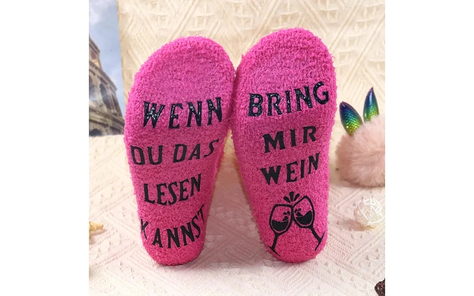 Women's Socks Non-shedding Coral Velvet Dotted Anti-slip Letter Socks Plus Velvet Thickened Floor Socks Cake Socks