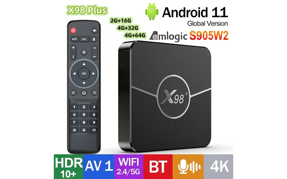 X98 Plus Tv Box Android 11.0 Amlogic S905w2 X98mini Tvbox 4g 32g 64g Av1 Bt 2