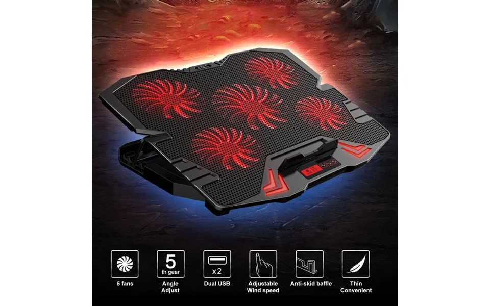 Xinweiqing K5 Cooling Pad Five Fans Comfort Angle Dual Usb Ports Adjustable Wind Speed Laptop Cooler For Notebook