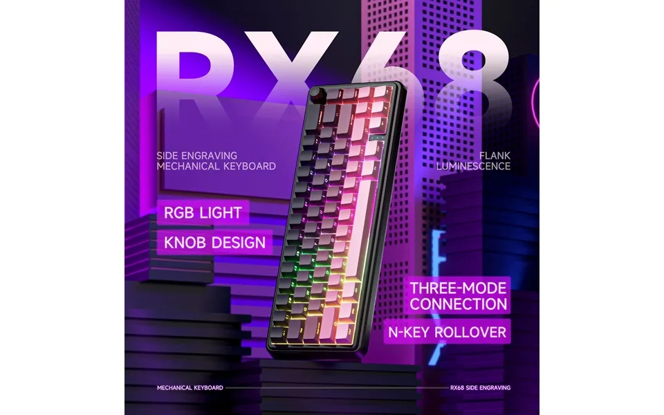 Zifriend Rx68 Mechanical Keyboard Rgb Wireless Bluetooth Three-mode Hot-swappable Side-engraved Game Customized Keyboard