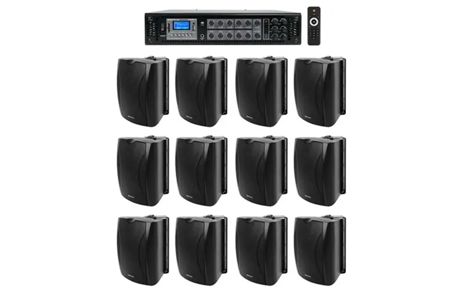 12 6.5 Black Commercial 70v Wall Speakers Amp For Restaurant Office Cafe Bar