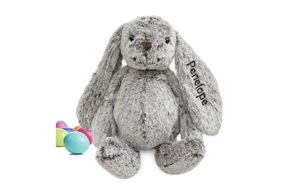 18 Personalized Gray Floppy Ear Embroidered Kids Plush Bunny