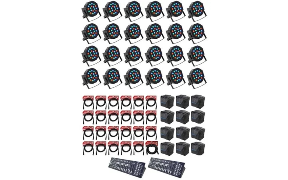 24 Farenheit Fhb-118 Led Rgb Dmx Led Par Wash Lights Controller 24 Cables Bags
