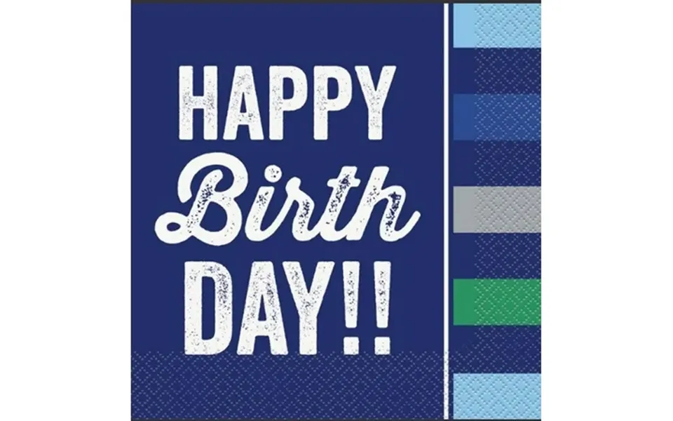 6.5 X 6.5 Disposable Green Blue Stripes Happy Birthday Paper Napkins 20 Pieces By Way To Celebrate