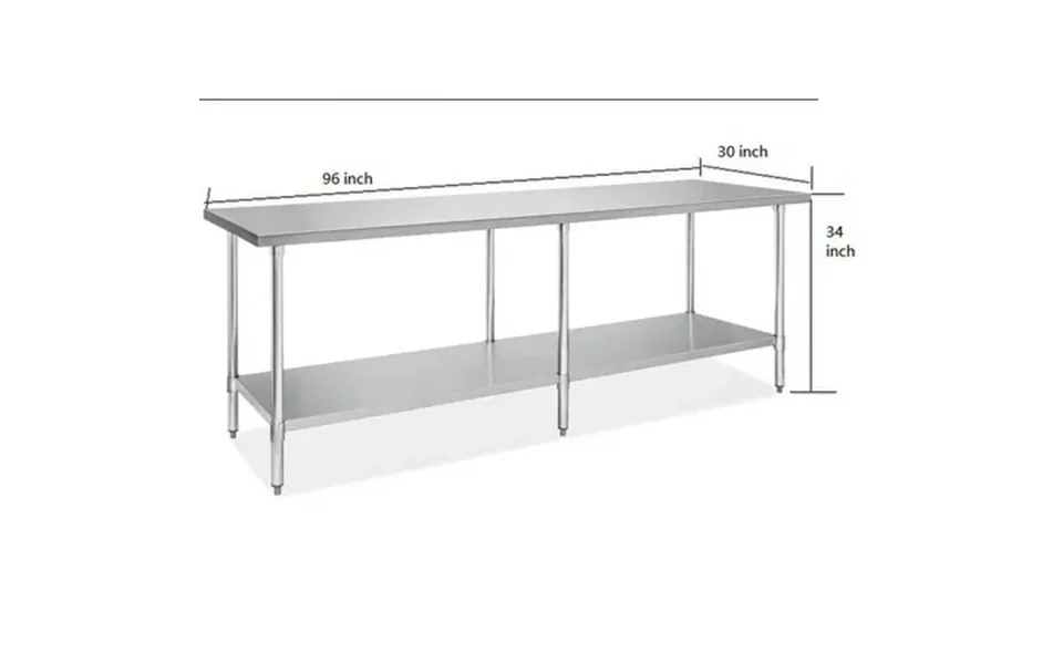 96 In. X 30 In. X34 In. Stainless Steel Kitchen Utility Table
