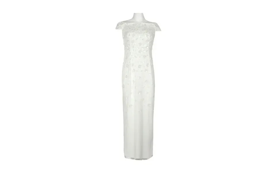 Adrianna Papell Off-shoulder Zipper Back Sequined Beaded Column Mesh Dress-ivory 4