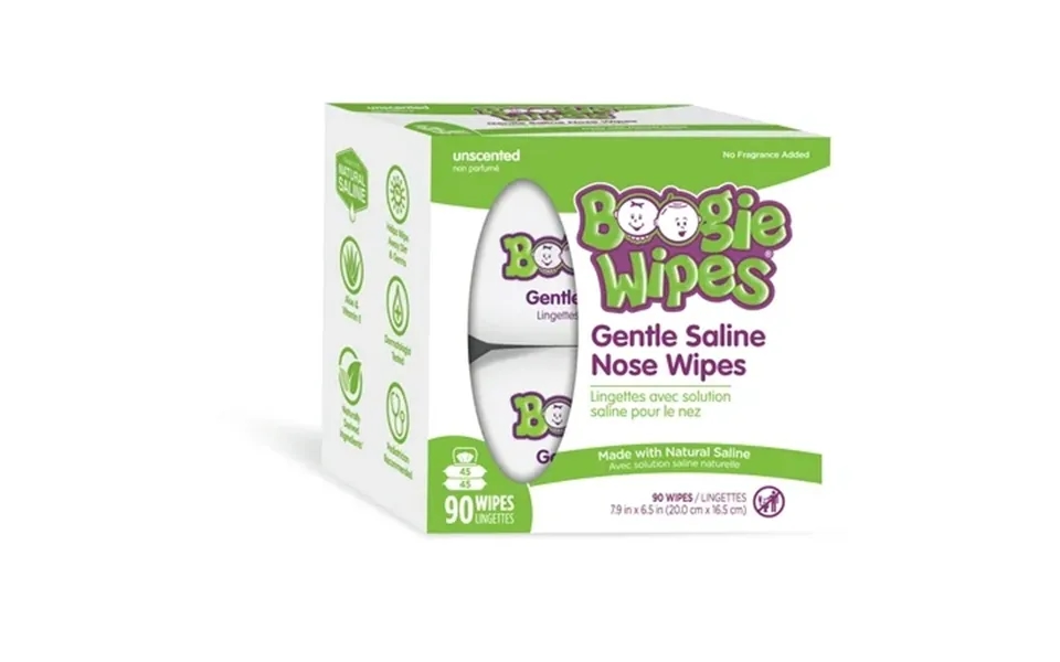Boogie Wipes Gentle Saline Wet Wipes For Runny Or Dry Nose Hypoallergenic Fragrance-free Unscented 90 Count