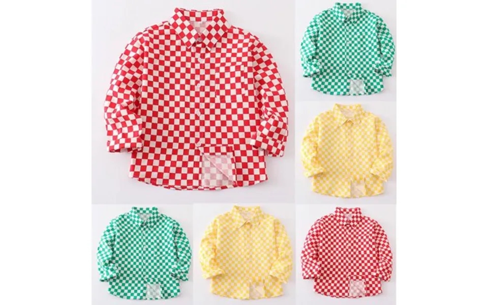 Bxsruta 1-6 Years Children S Casual Collar Plaid Single Breasted Shirt Long Sleeved Hooded Casual Jacket Green 120