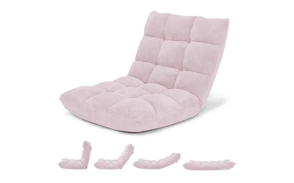 Costway Lazy Gaming Floor Sofa Chair Folding Light Pink