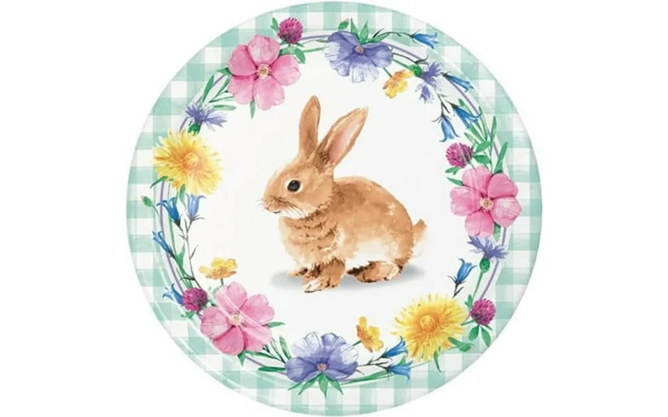Creative Converting 362999 Bunny & Blooms Dinner Round Paper Plate