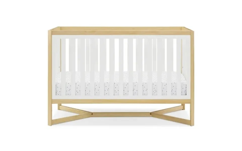 Delta Children Tribeca 4-in-1 Convertible Baby Crib Greenguard Gold Certified Bianca White W Natural