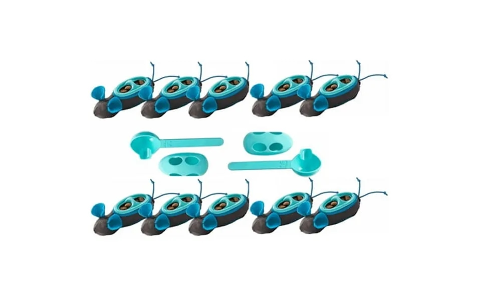 Doc & Phoebe S No Bowl Cat Toy Set With Trainer Mice & Portion Filler Black & Blue 2 Pack