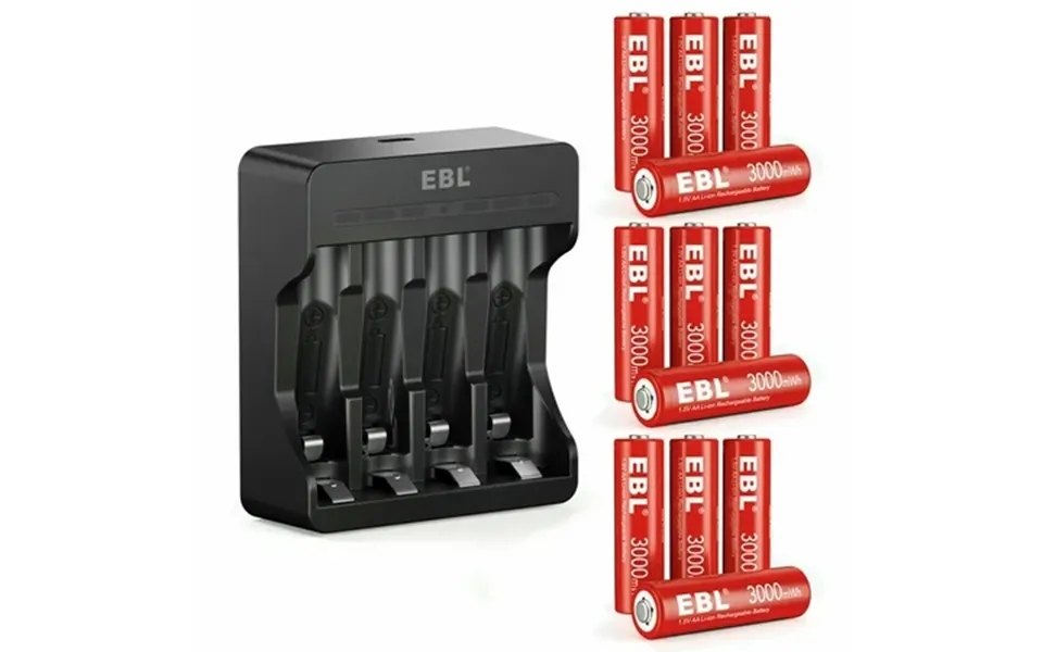 Ebl Lithium-ion Rechargeable Aa Batteries 12 Pack 4 Slots Battery Charger