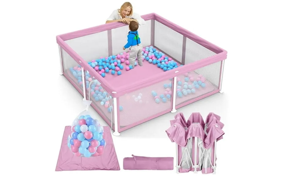 G Taleco Gear Baby Playpen With Mat Foldable Playpen For Babies And Toddlers Portable Travel Play Yard 50 X50 Pink