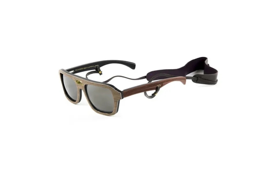 Gold & Wood Ashbury Sunglasses W Leather Strap 56mm Brown Wood