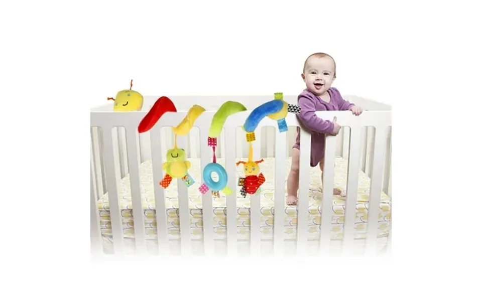 Hanging Spiral Rattles 34cm Can Be Stretched Baby Plush Spiral Hanging Toys Infants Spiral Caterpillar Plush Hanging Toy