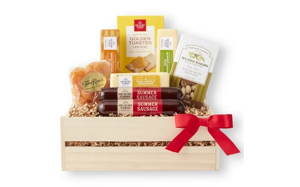 Hickory Farms Meat & Cheese Gift Crate 8 Pieces Summer Sausage And Cheese Gift Box