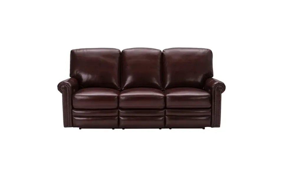 Home Meridian Grant Leather Power Reclining Sofa In Deep Merlot Red