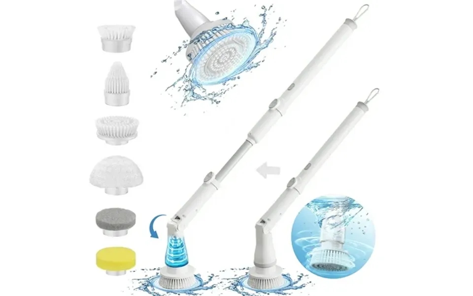 Inadays Electric Spin Scrubber Cordless Cleaning Brush Shower Cleaning Brush With Adjustable Extension Arm 6 Replacement