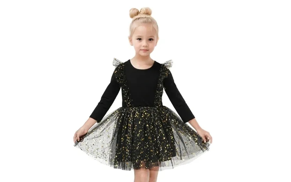 Kuleyang Toddler Girls Dresses Tutu Long Sleeve Velvet Tulle Spring Princess Star Sequin Ruffle Holiday Party Birthday D